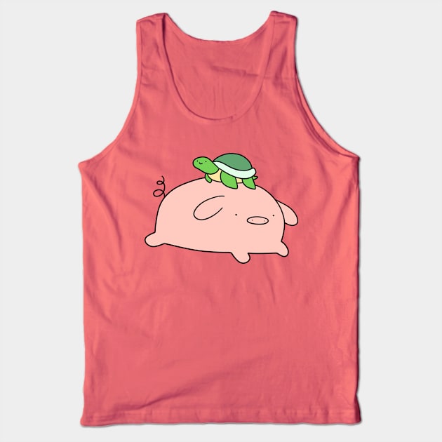 Pig and Tiny Turtle Tank Top by saradaboru